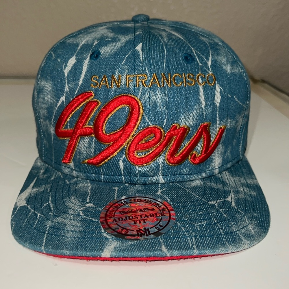 Rare!!! 49ers Acid Wash Denim New Era Script 9FIFTY Snapback Hat Men's NFL OSFA